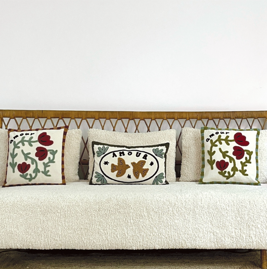 Coussin Influence oiseaux amour 30x50cm