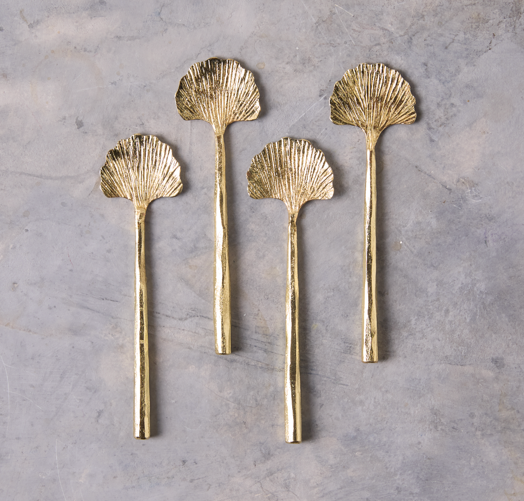 Mini cuillère Gingko dorée