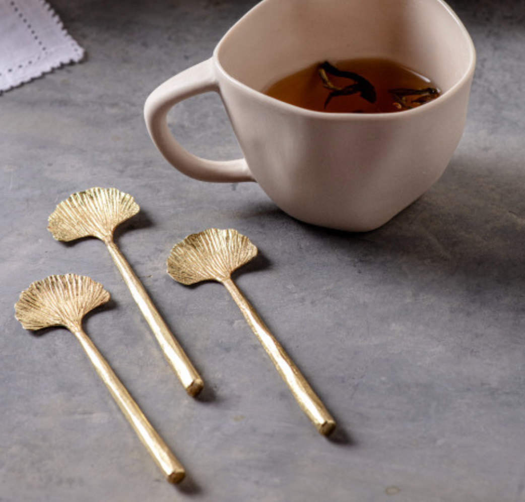 Mini cuillère Gingko dorée