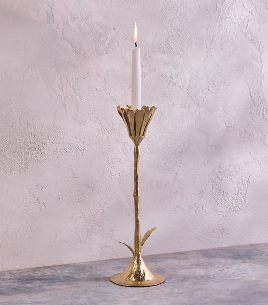 Bougeoir floral doré, Grand