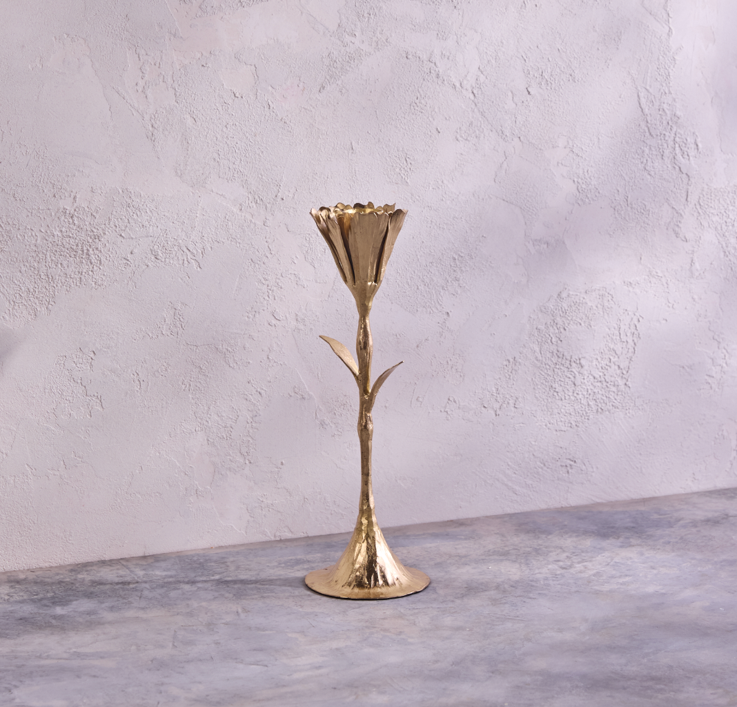 Bougeoir floral doré, Moyen