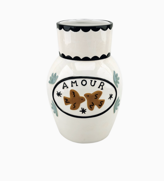 Vase amour oiseaux L13,9 P13,7 H21cm