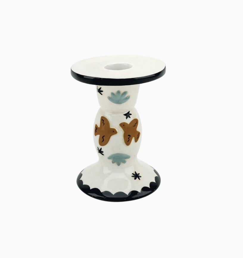Bougeoir amour oiseaux L8,2 P7,9 H10,5cm