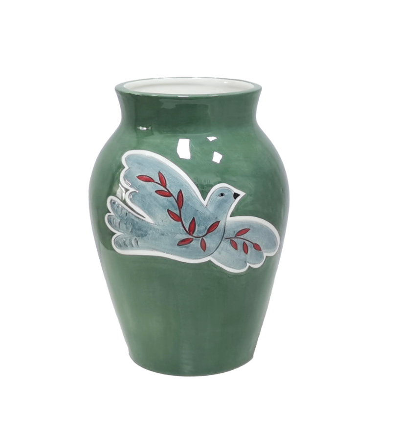 Vase colombe bleu D15,5 H20,3cm