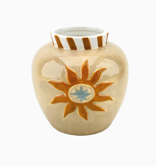 Vase soleil beige L15,2 P14,8 H14,6cm