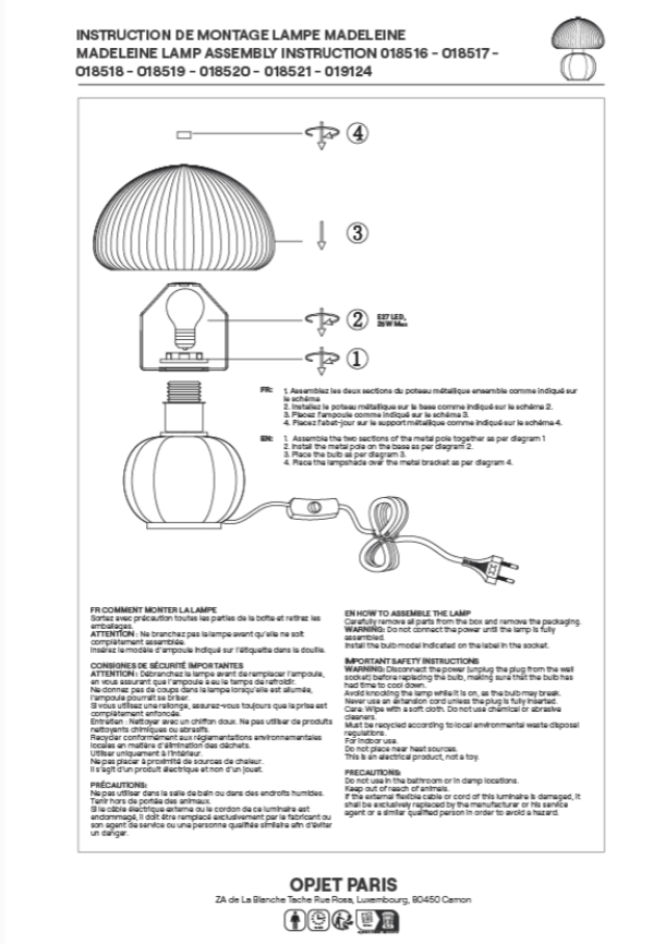 Lampe Madeleine beige D22 H25cm