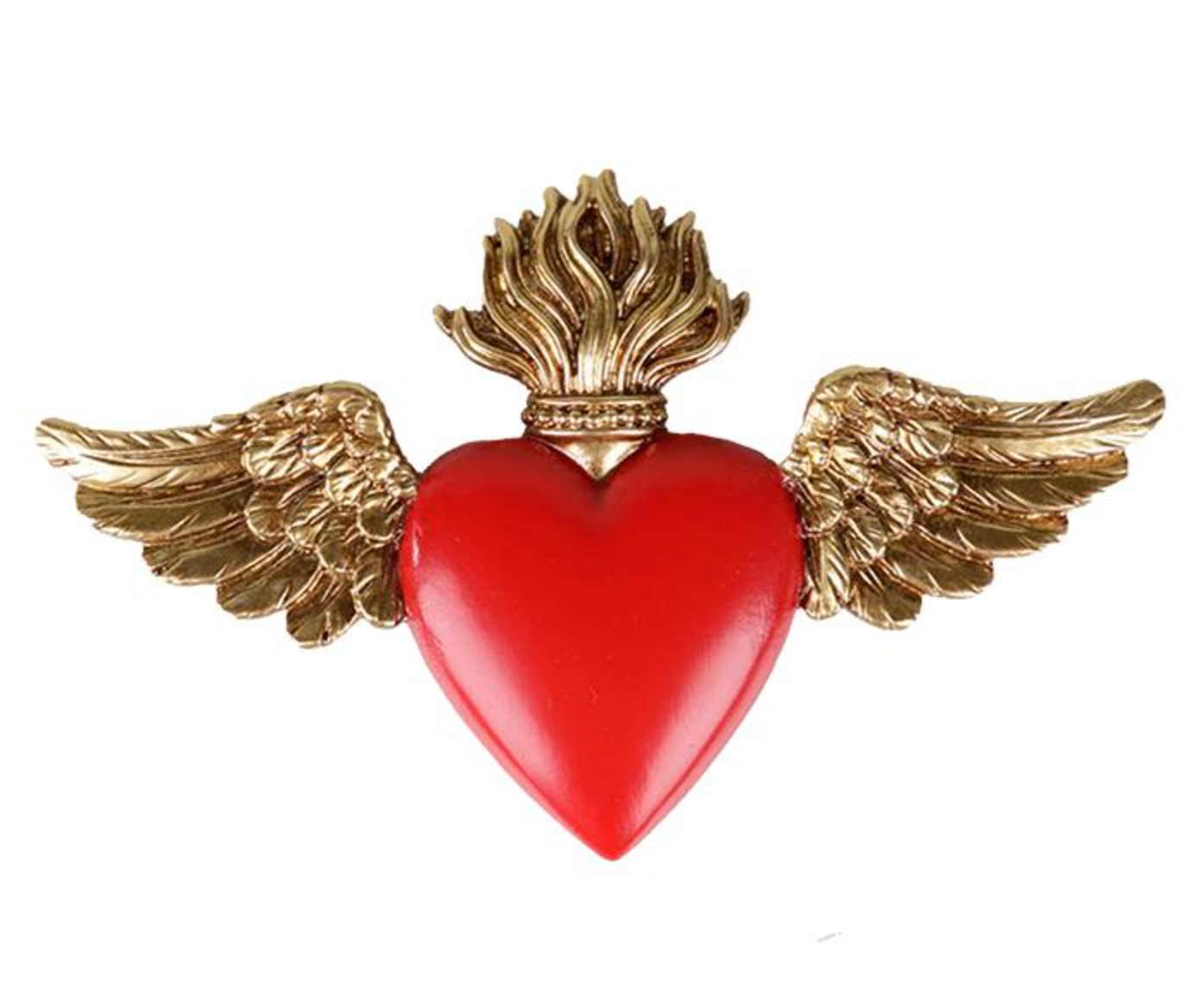 Déco murale ex-voto ailes rouge et doré 12x7.5cm