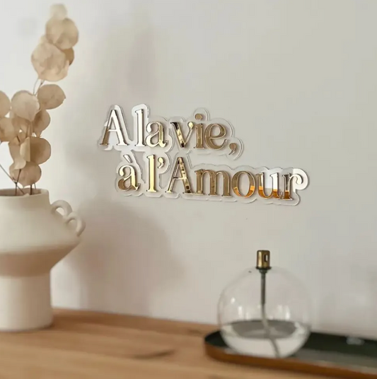 Enseigne style néon en plexiglas A la vie, à l'amour
