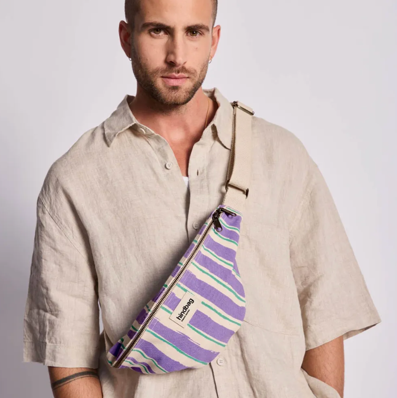 Sac banane Olivia Rayures Orange et Bleu