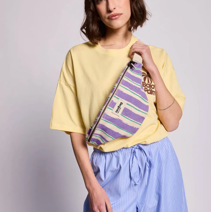 Sac banane Olivia Rayures vert et parme
