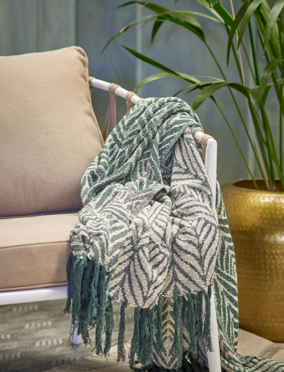 Ugento Plaid, Verte, Coton recyclé