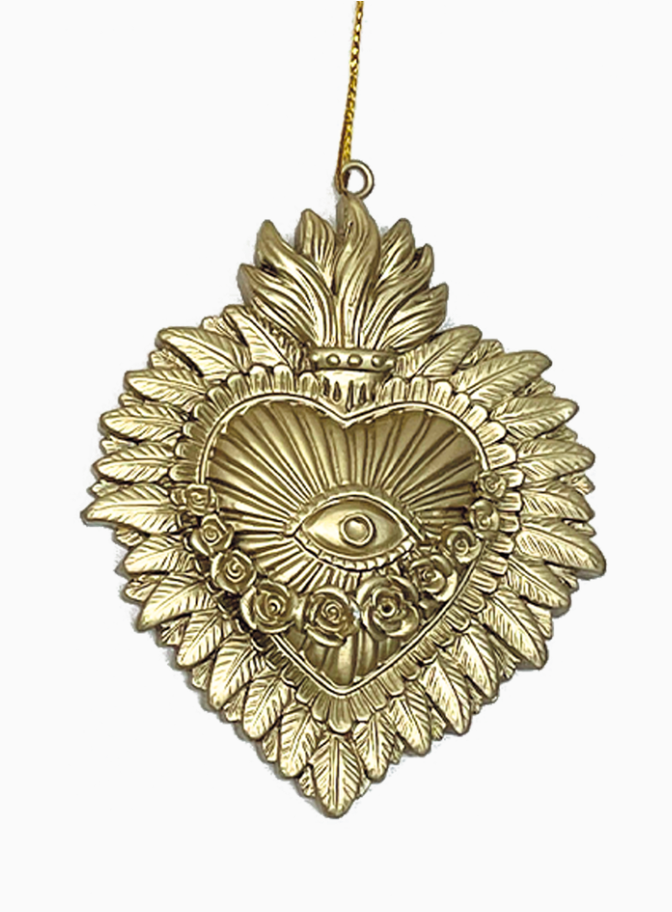 Déco Ex-voto cœur monoculaire doré L10 P1 H9cm