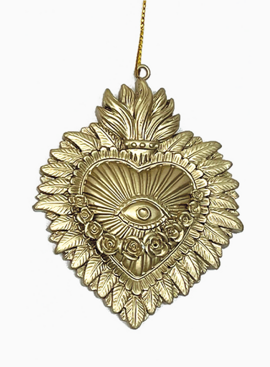 Déco Ex-voto cœur monoculaire doré L10 P1 H9cm
