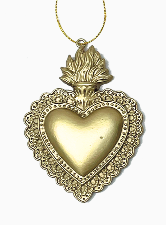 Déco Ex-voto amour cœur doré L10 P1 H9cm