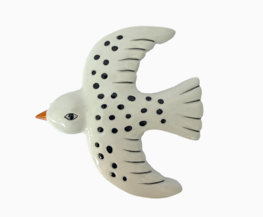 Déco murale oiseau mm blanc L11,8 P10,5 H1,7cm