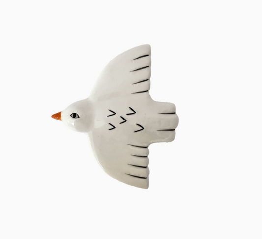 Déco murale oiseau pm blanc L10,2 P8,9 H1,6cm