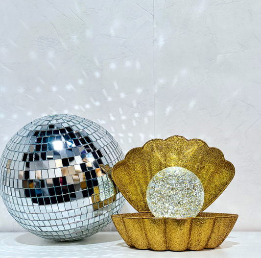 Lampe décorative Coki doré disco à piles L17,5 P12,5 H15cm