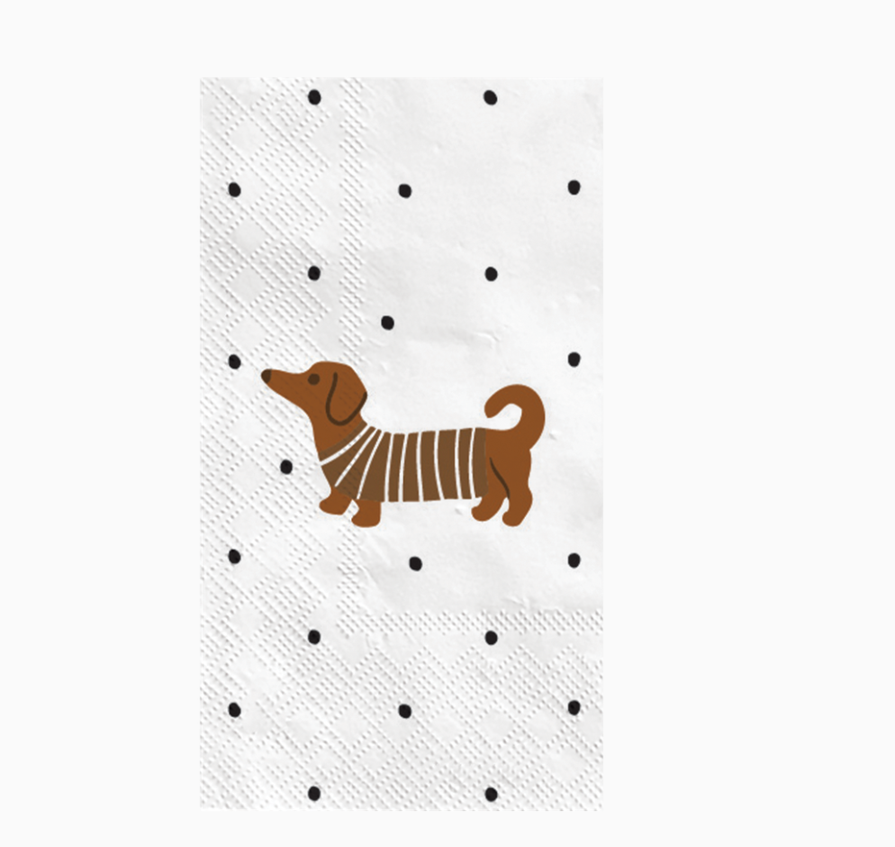 Serviette papier rectangle sausage dog rayure x15