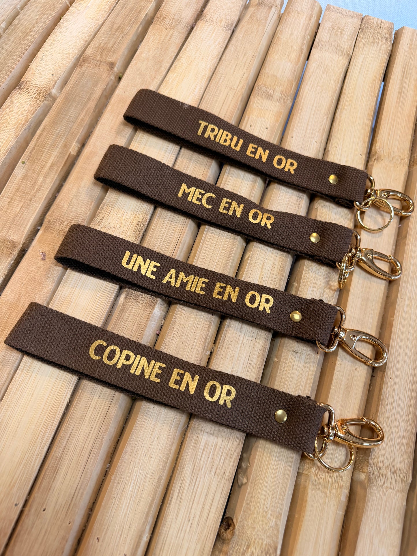 Sangle chocolat/ or - Une amie en or