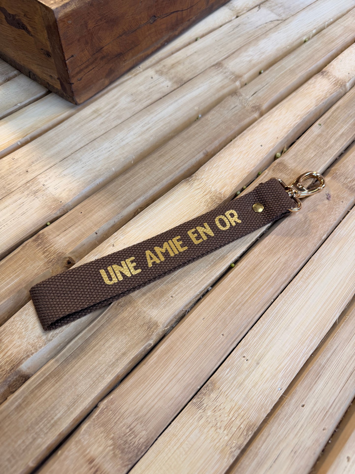 Sangle chocolat/ or - Une amie en or